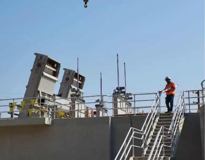 A Veolia employee is seen working at the Richmond facility